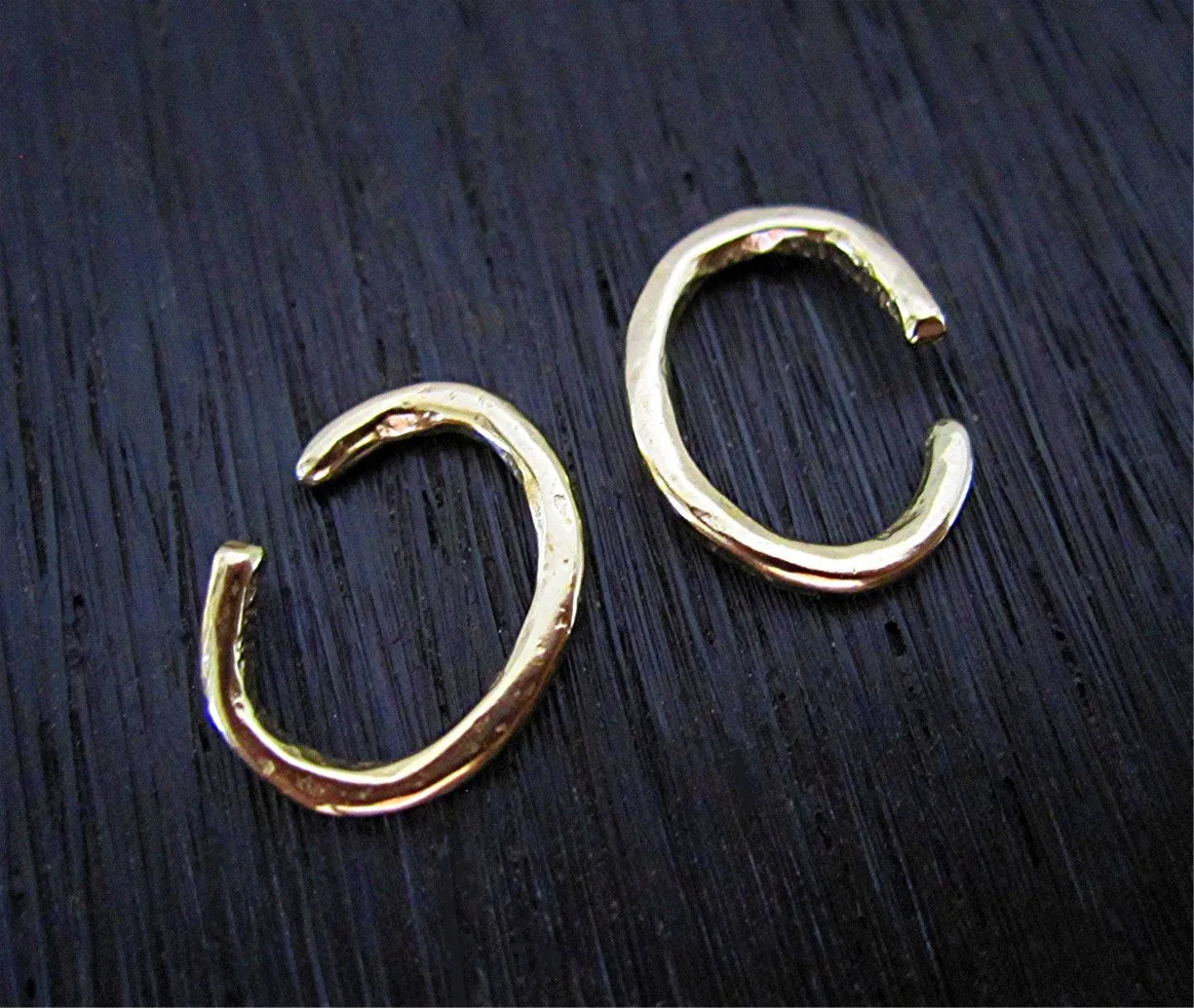 Rustic Handmade Gold Bronze Jewelry Jump Rings (set of 2) (N)
