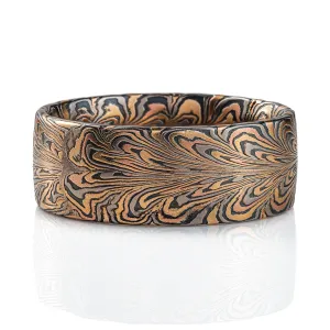 Rustic Mokume Feather Pattern Ring
