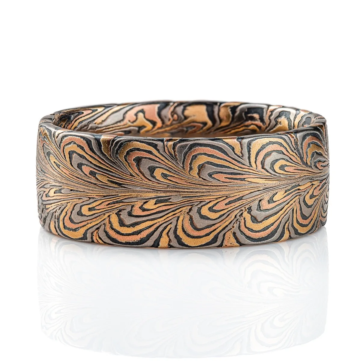 Rustic Mokume Feather Pattern Ring