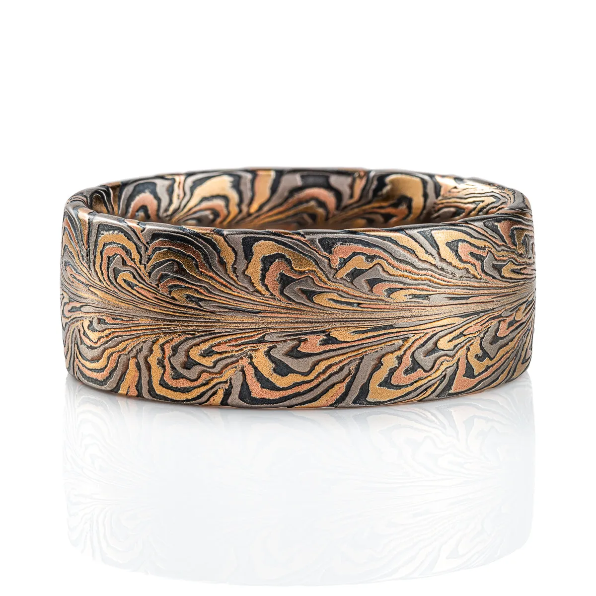 Rustic Mokume Feather Pattern Ring