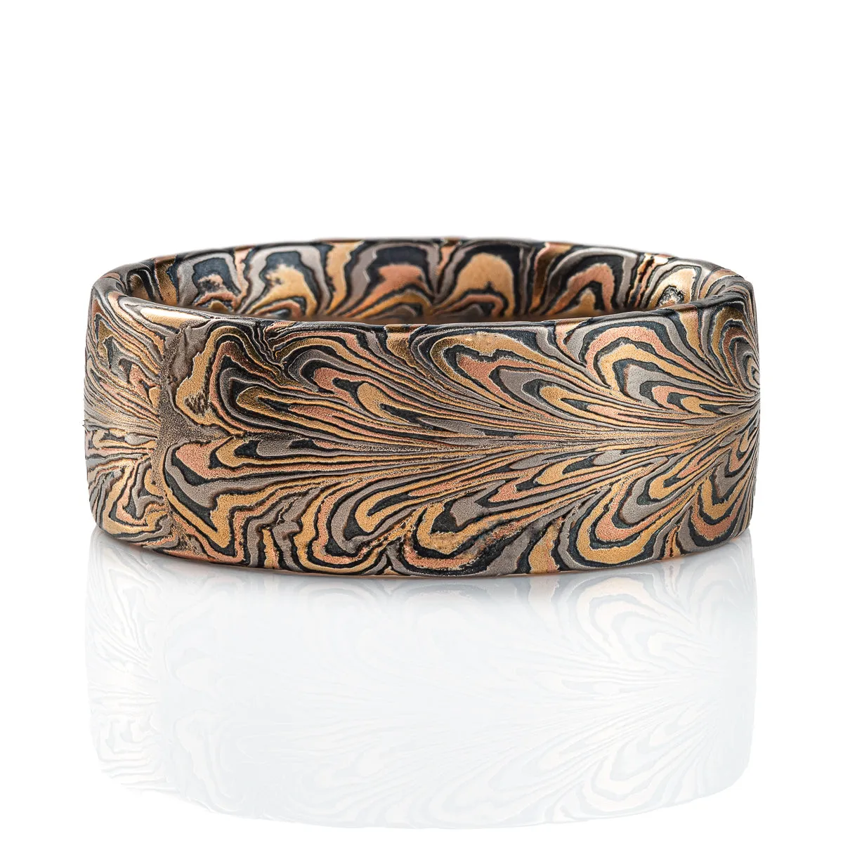 Rustic Mokume Feather Pattern Ring
