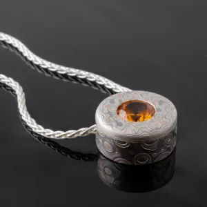 Rustic Mokume Gane Slide Pendant in Droplet Pattern and Embers Palette