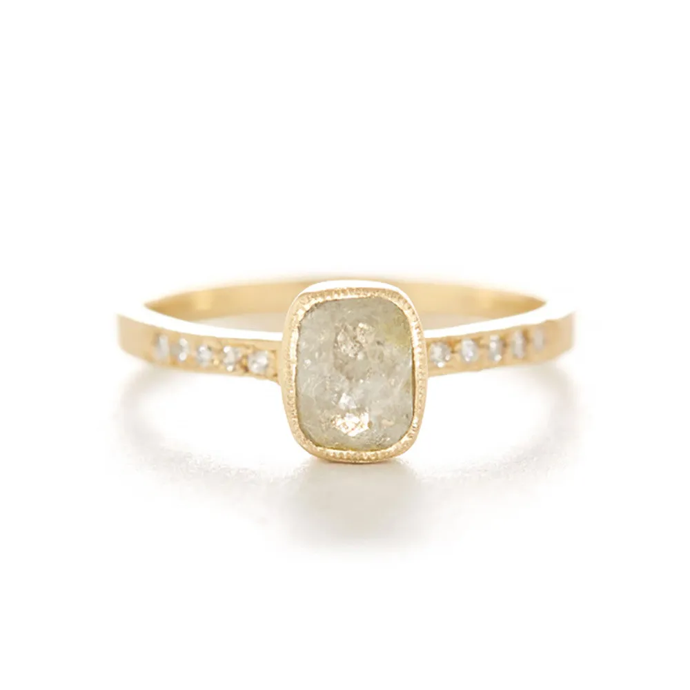 Rustic Oval Opaque Diamond Pave Ring