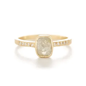 Rustic Oval Opaque Diamond Pave Ring