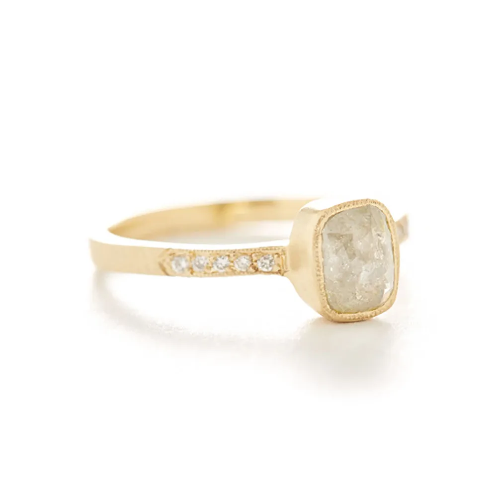 Rustic Oval Opaque Diamond Pave Ring