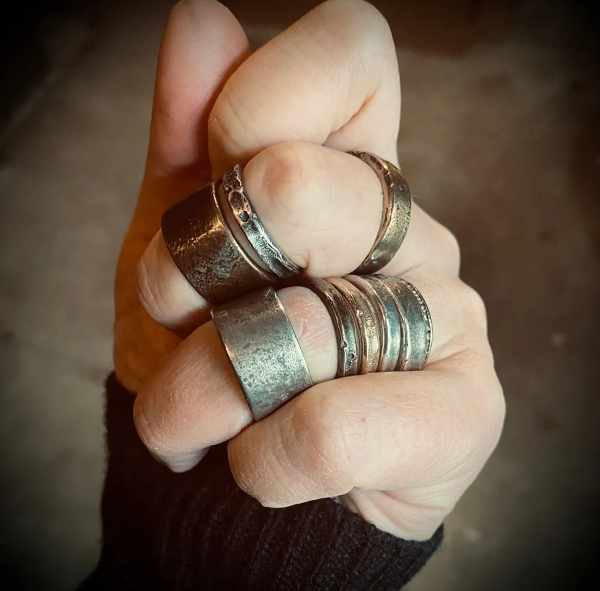 Rustic Sterling Cigar Band Ring