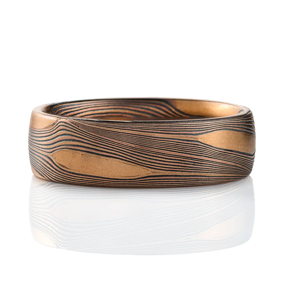 Rustic Wedding Band in Mokume Flow Pattern