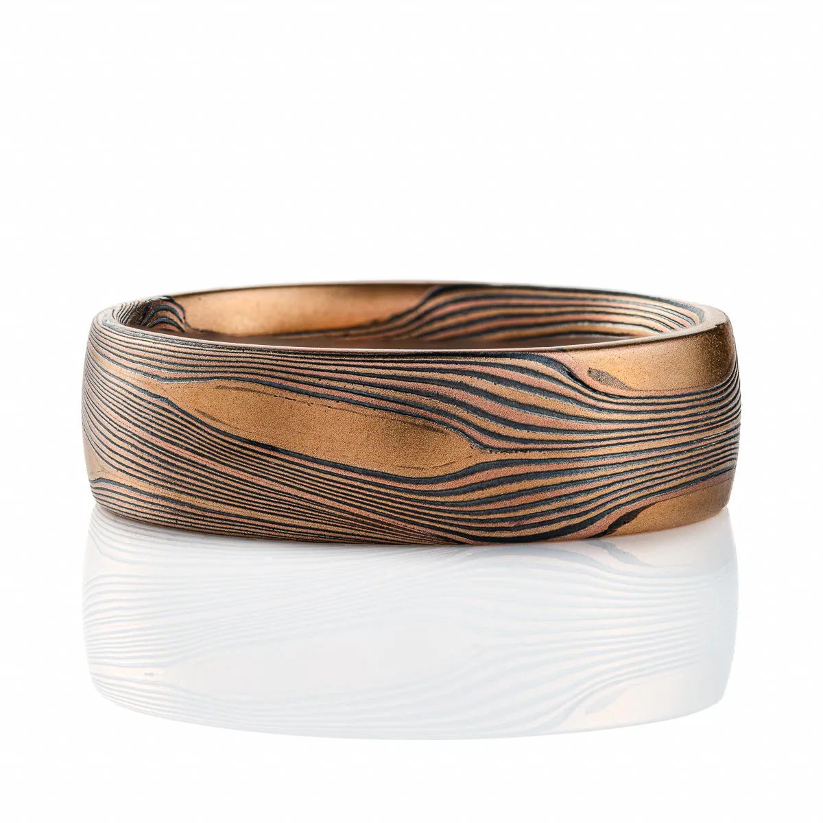 Rustic Wedding Band in Mokume Flow Pattern