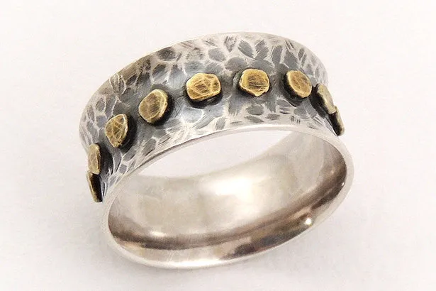 Rustic wide silver ring