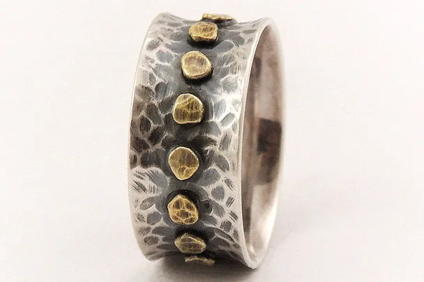 Rustic wide silver ring