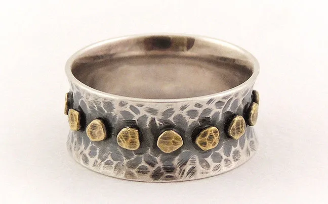 Rustic wide silver ring