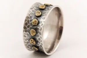 Rustic wide silver ring