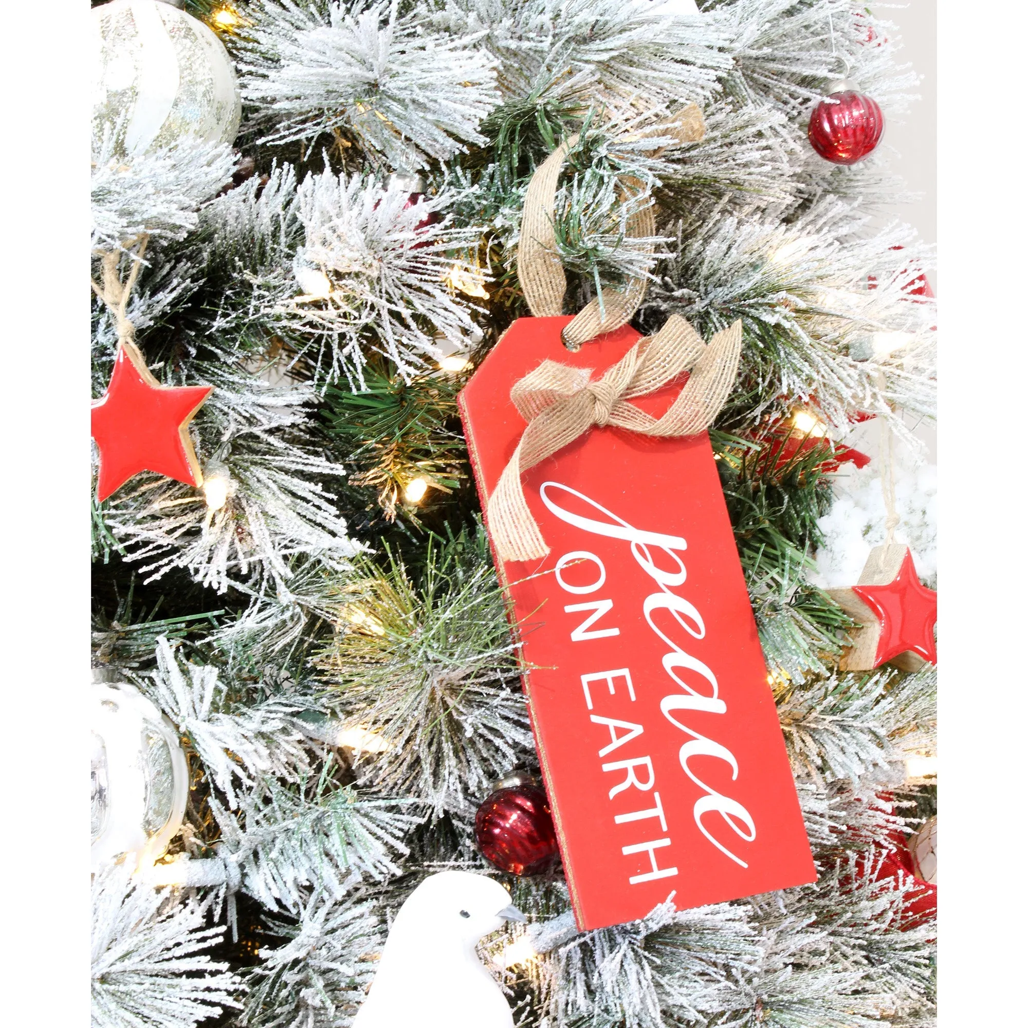 Rustic Wood Tag Ornaments (Red, Case of 50 Sets)