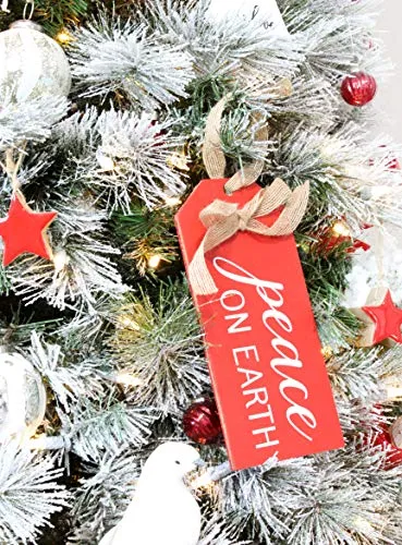 Rustic Wood Tag Ornaments (Red, Case of 50 Sets)