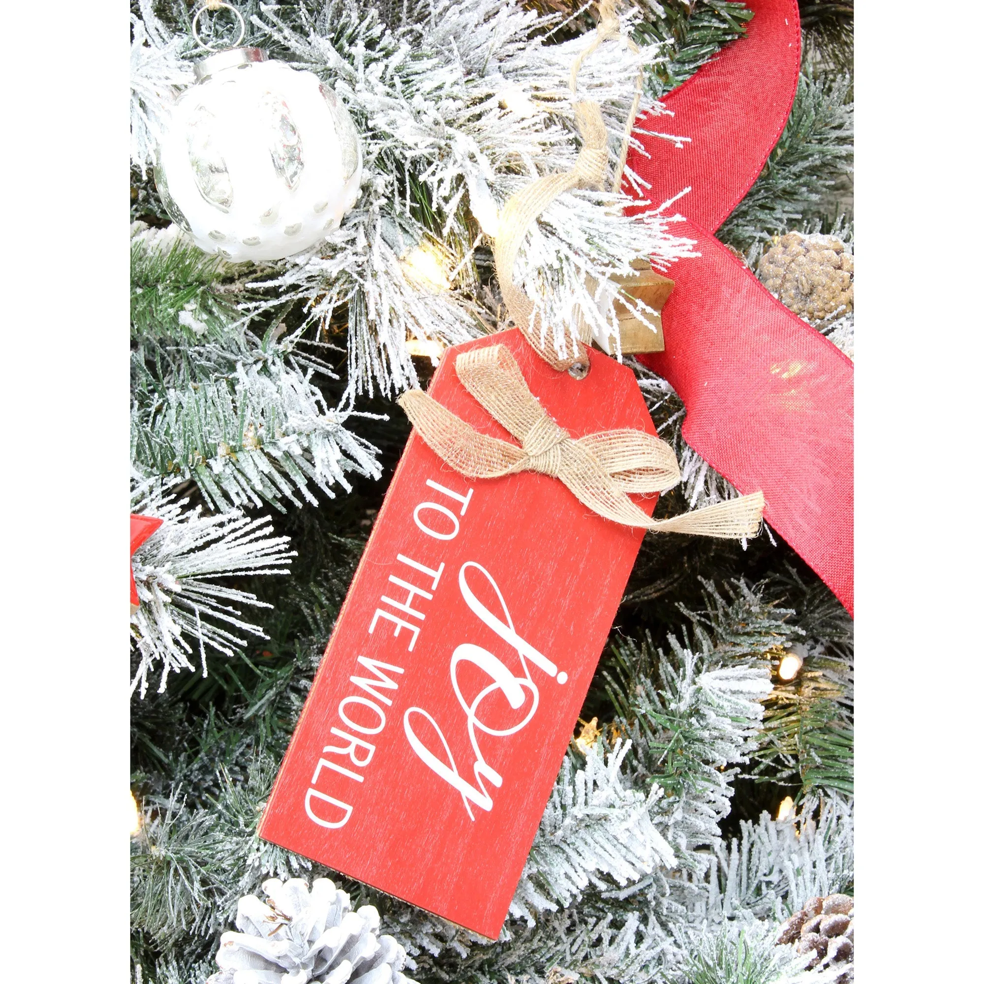 Rustic Wood Tag Ornaments (Red, Case of 50 Sets)