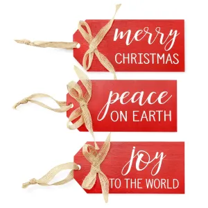 Rustic Wood Tag Ornaments (Red, Case of 50 Sets)