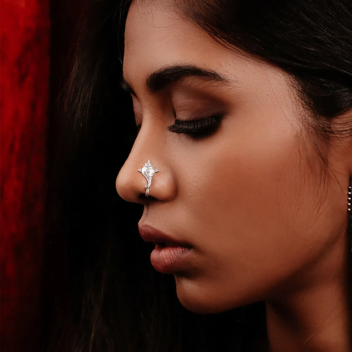 Shankha Silver Nose Pin - Pierced by MOHA