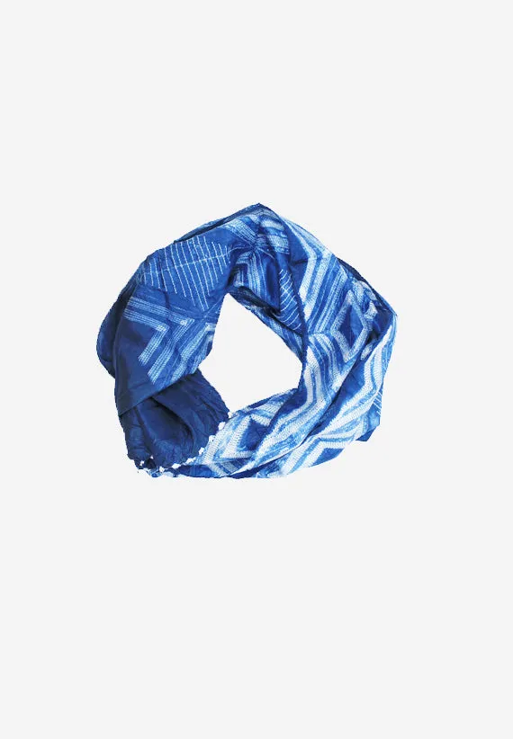 Shibori Silk handmade Blue scarf