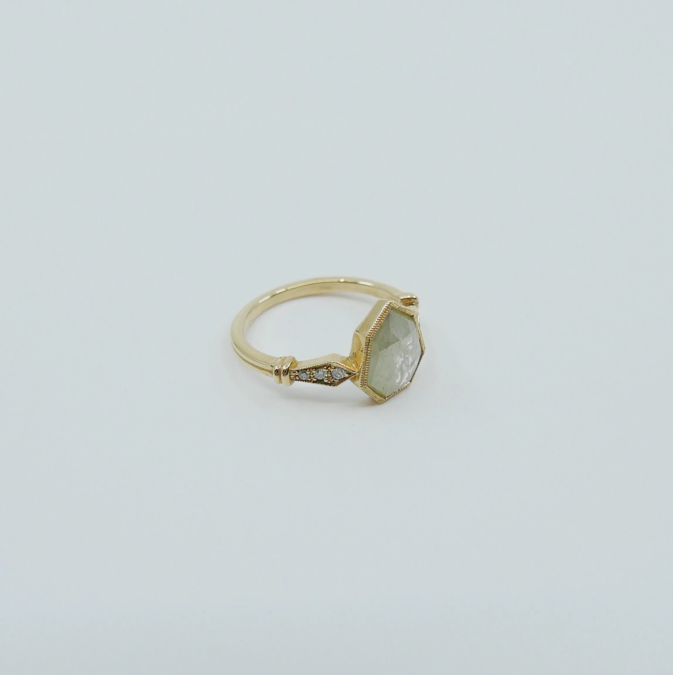 Shield Grey Diamond Ring