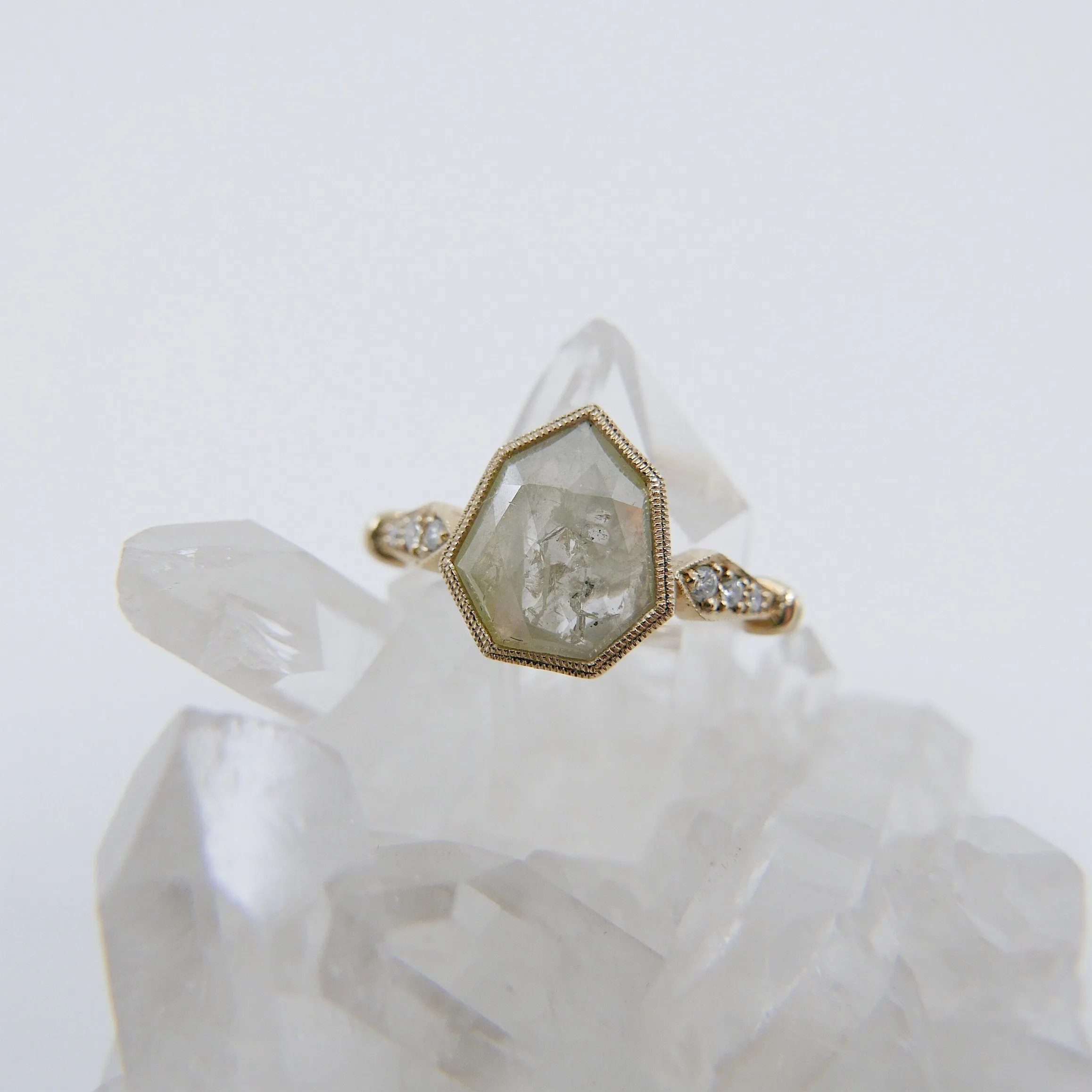 Shield Grey Diamond Ring