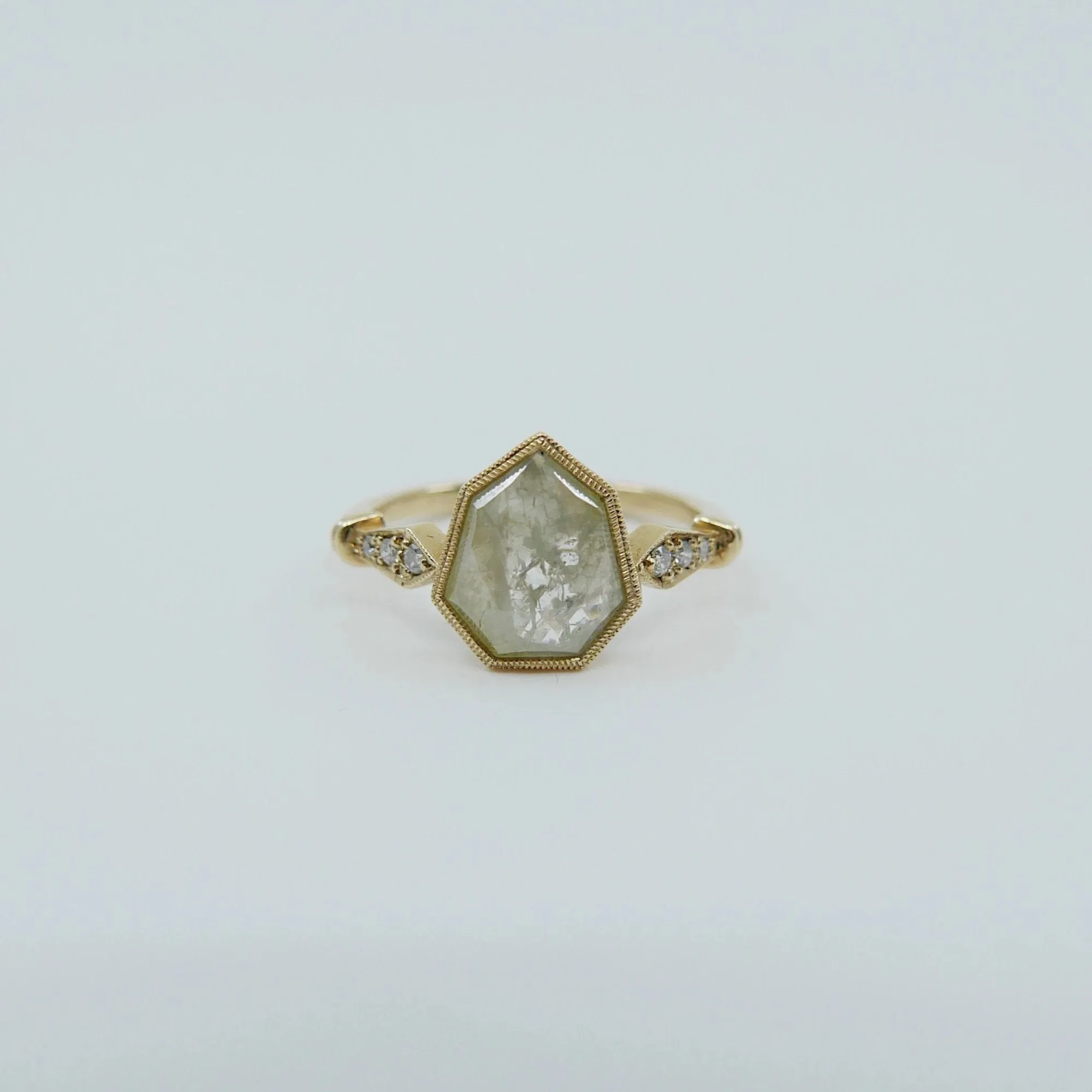 Shield Grey Diamond Ring