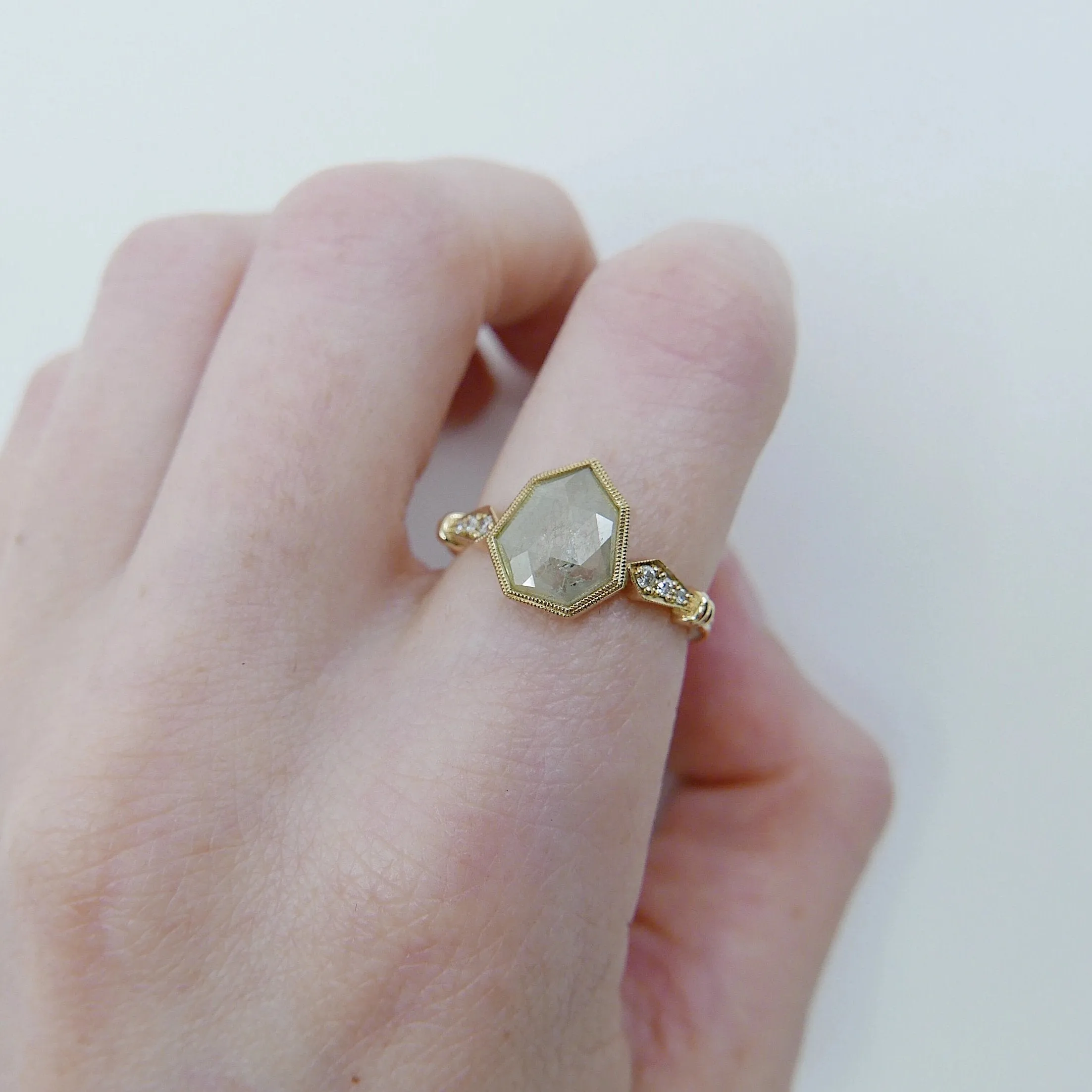 Shield Grey Diamond Ring