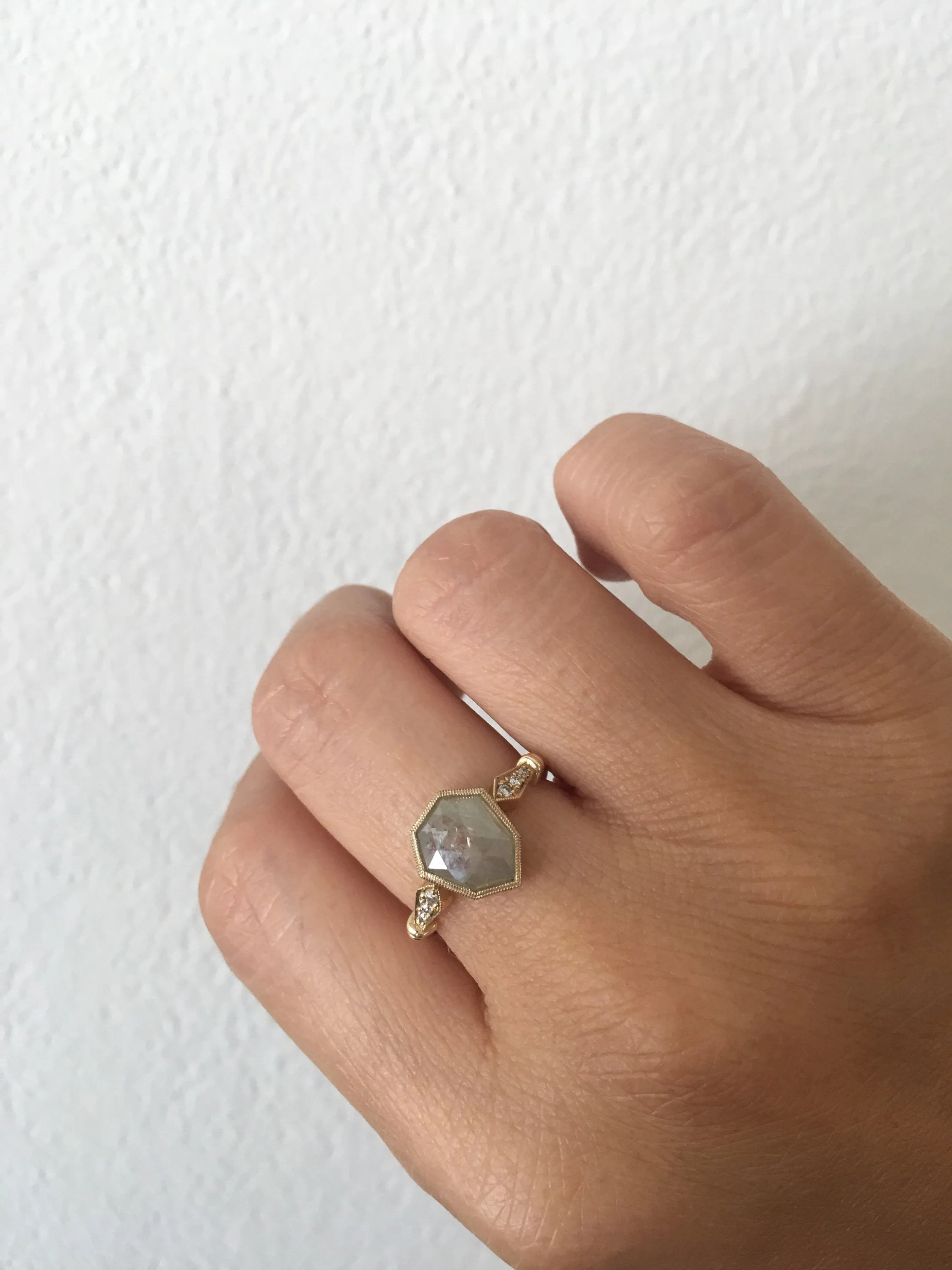 Shield Grey Diamond Ring