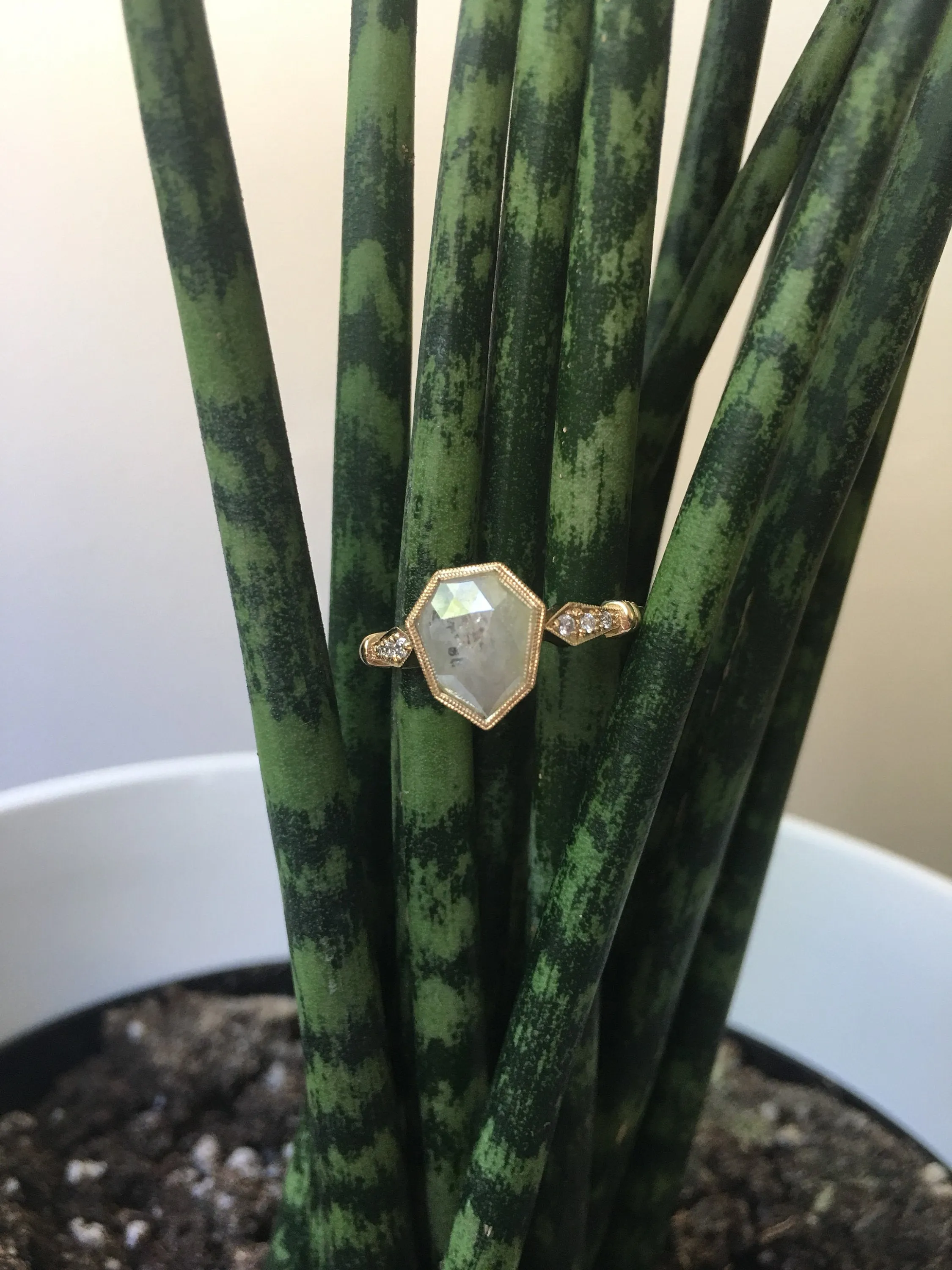 Shield Grey Diamond Ring