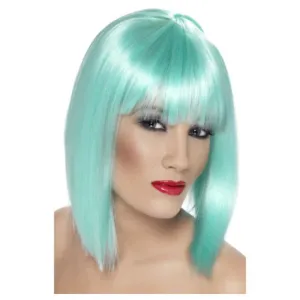 Short Neon Aqua Glam Wig