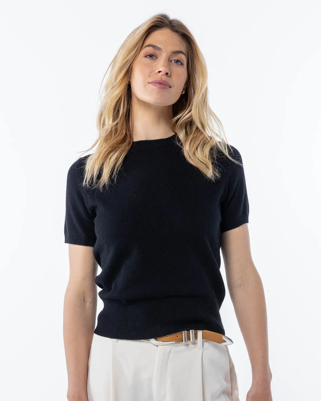 Short Sleeve Cashmere Crew