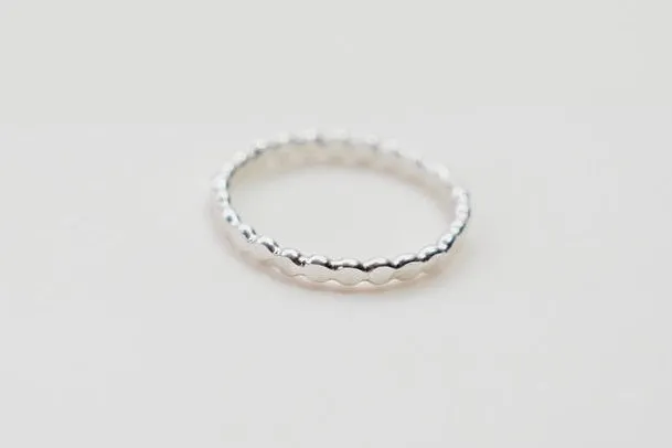 Silver Flat Ball Stacking Ring