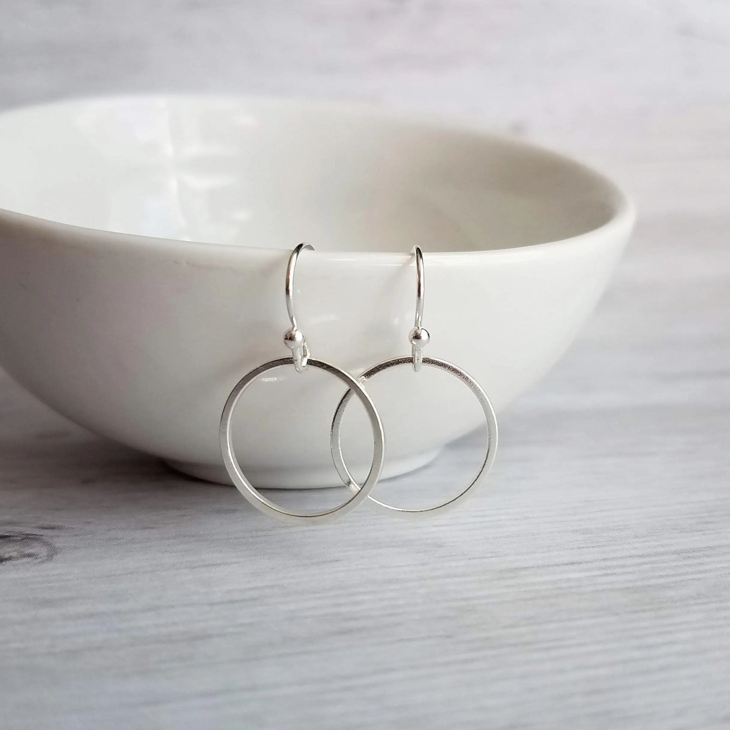 Silver Hoop Earrings - simple circle earring, silver circle earring, silver ring earring, thin circle earring, small circle earring, round