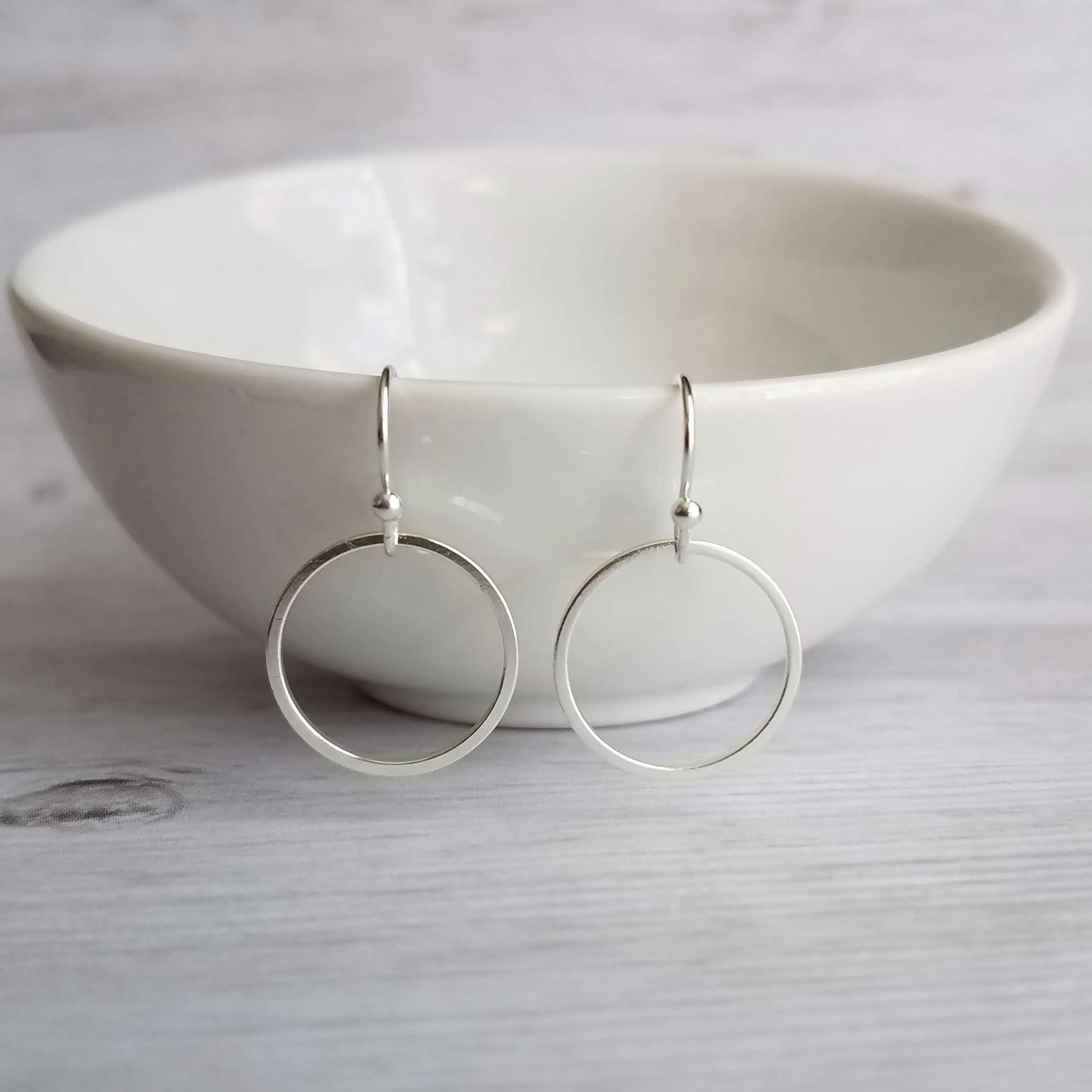 Silver Hoop Earrings - simple circle earring, silver circle earring, silver ring earring, thin circle earring, small circle earring, round