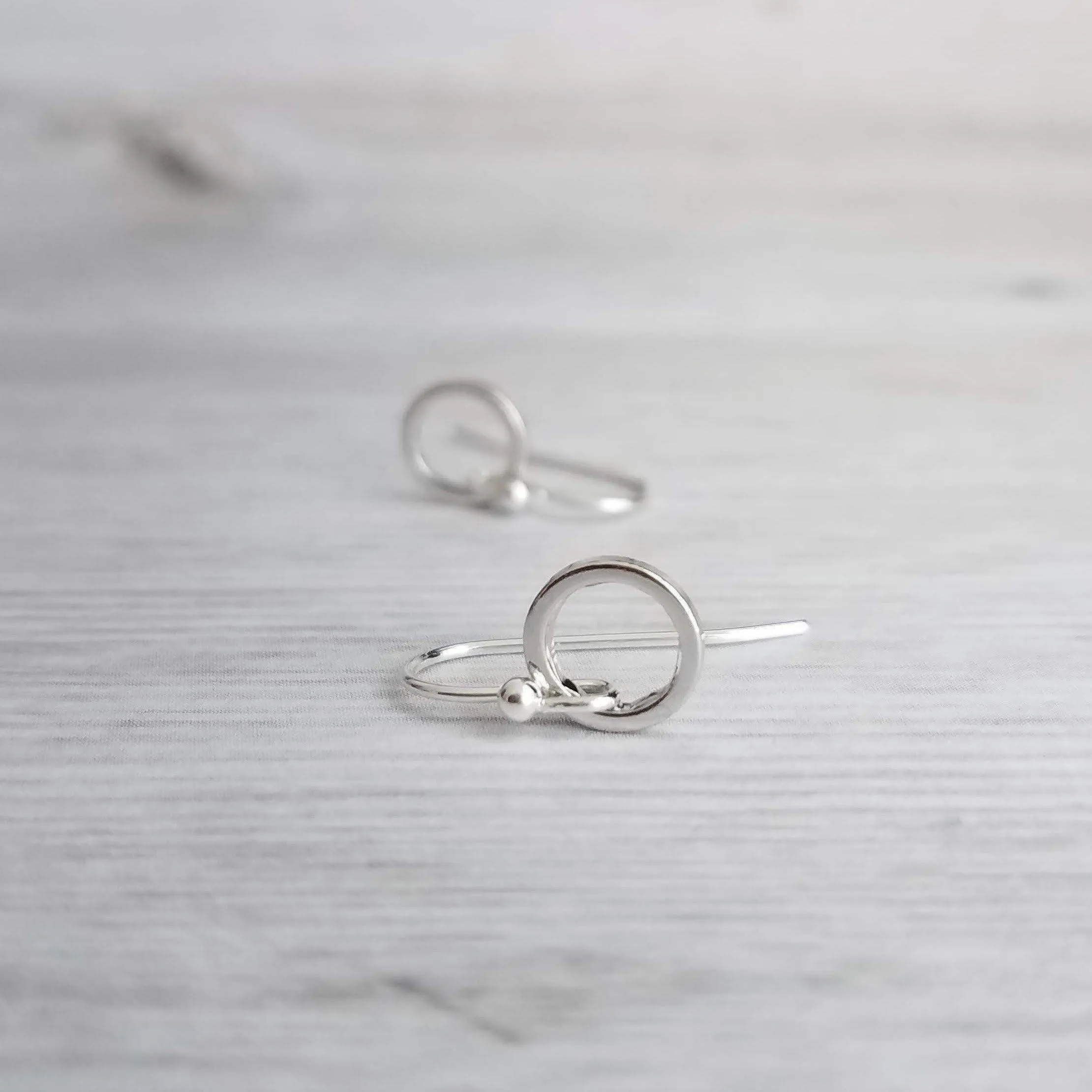 Silver Hoop Earrings - tiny little simple circle rings dangle from small ball ear hooks - minimalist delicate lightweight - gifts for her