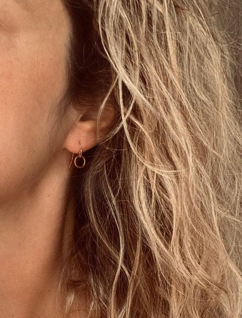 Silver Hoop Earrings - tiny little simple circle rings dangle from small ball ear hooks - minimalist delicate lightweight - gifts for her
