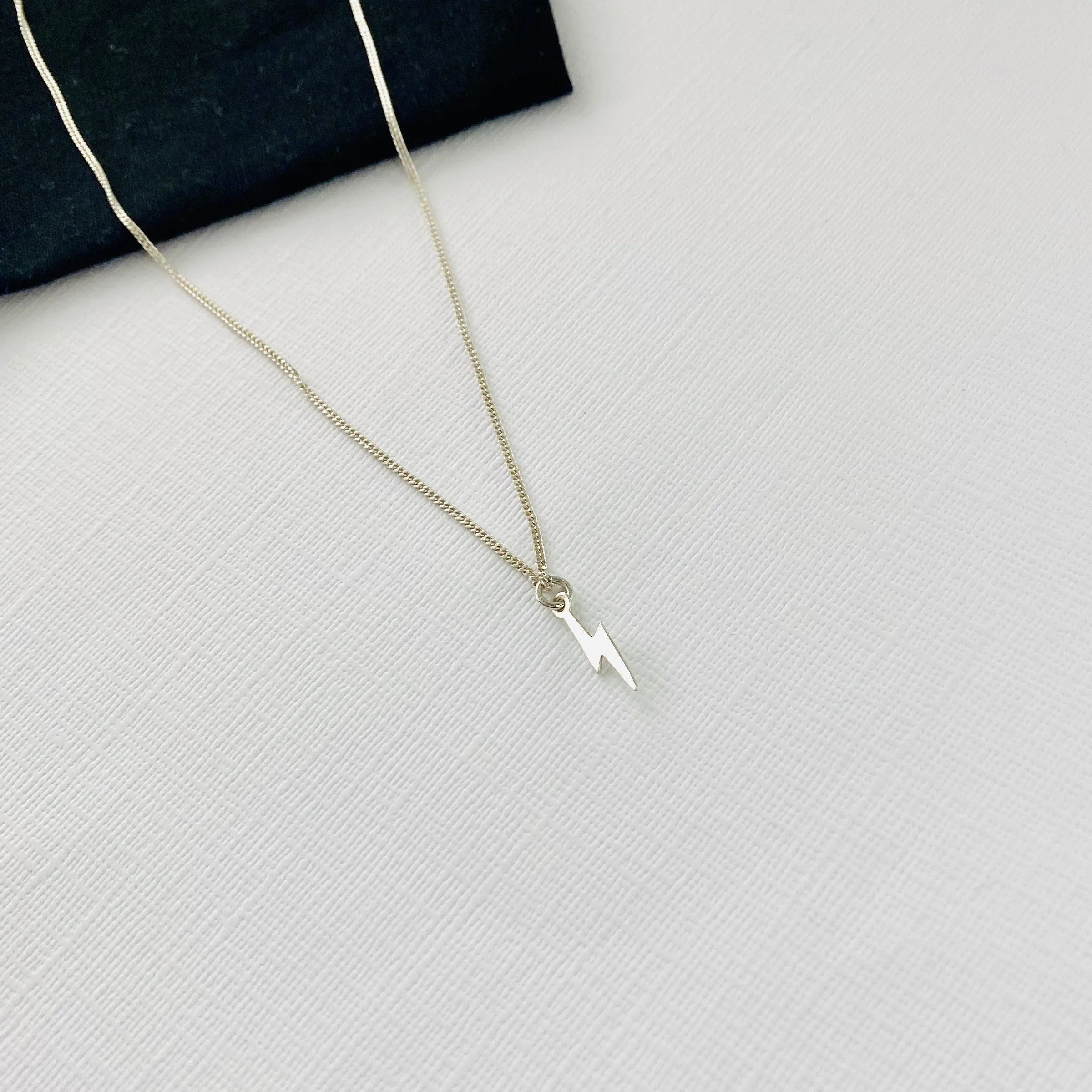 Silver Lightning Bolt Necklace & Earring Set