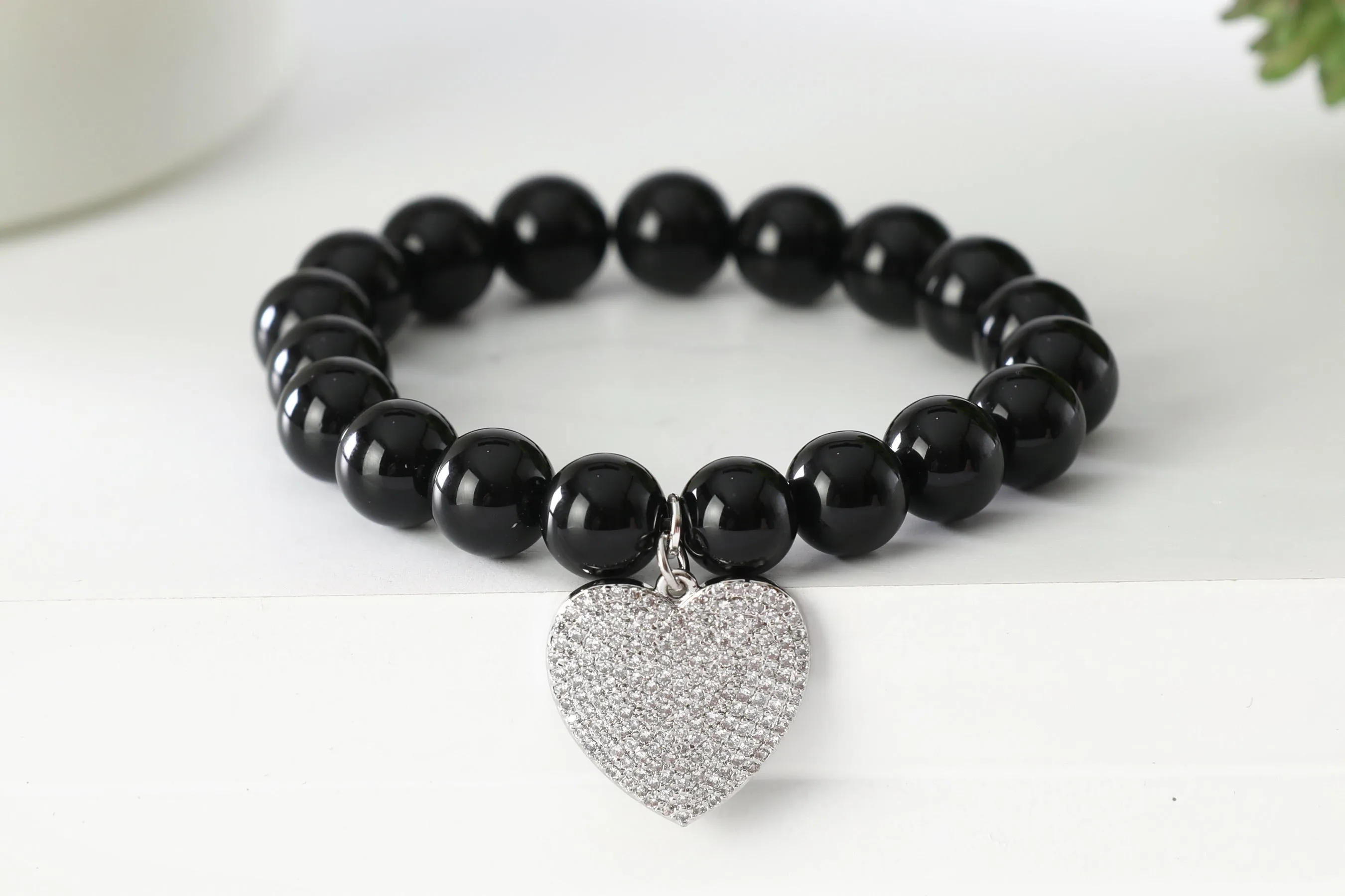 Silver Pave Wide Heart Charm