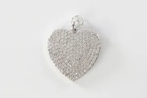 Silver Pave Wide Heart Charm
