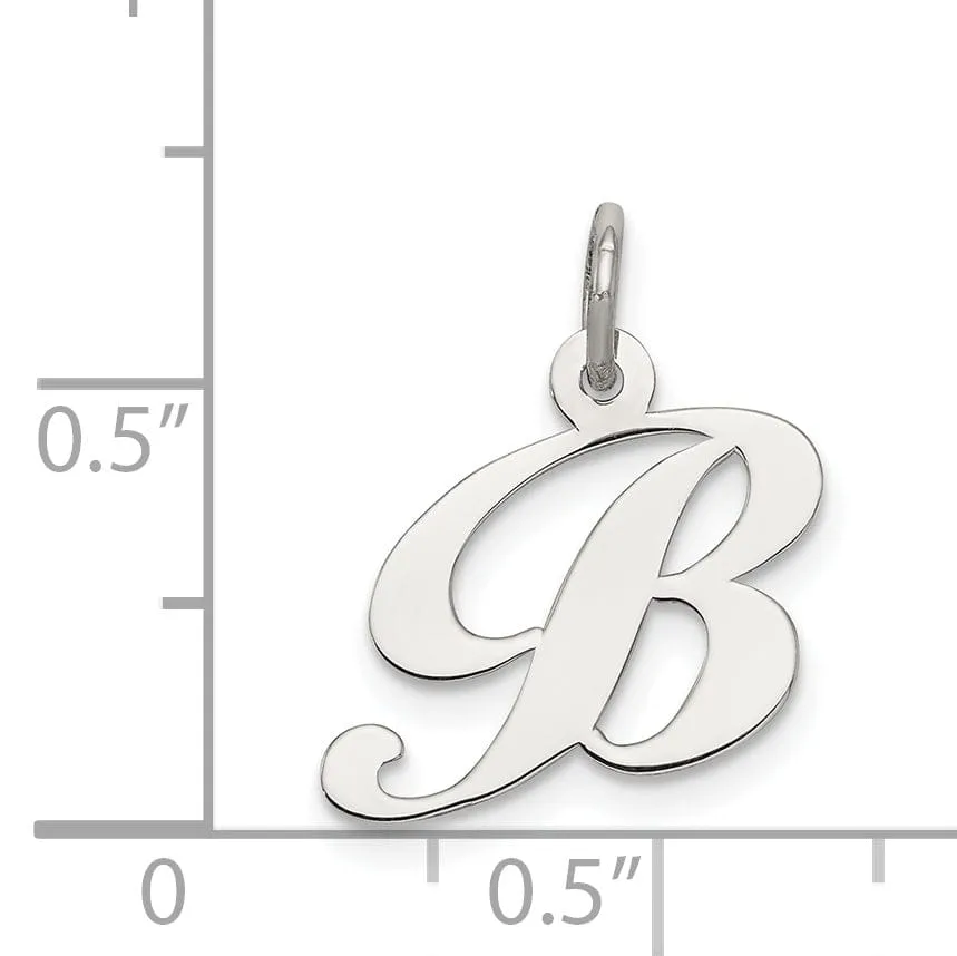 Silver Small Fancy Script Initial B Charm