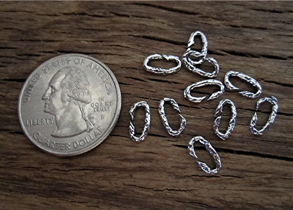 Small Textured Sterling Silver Open Jump Rings (set of eight) (N)