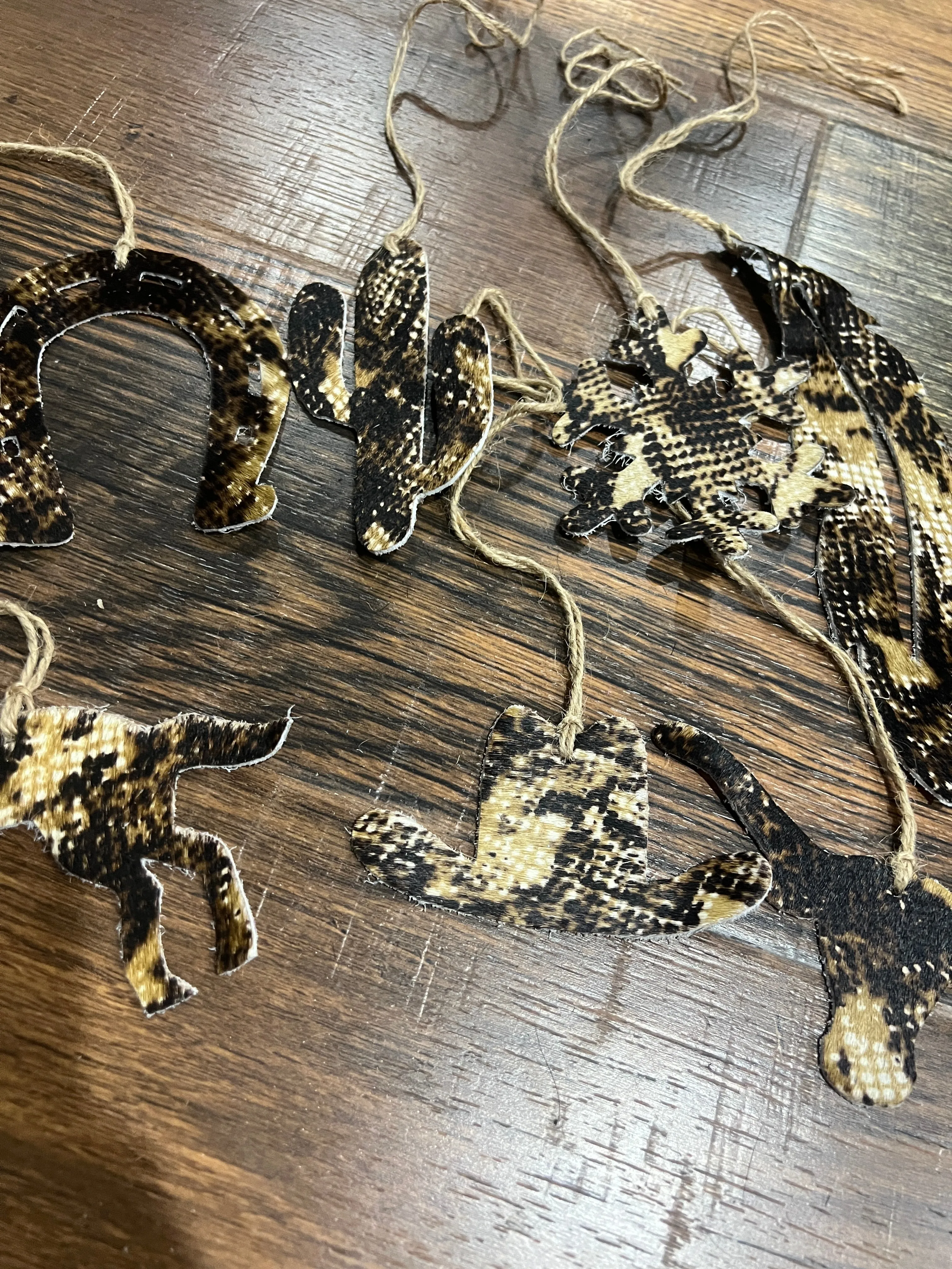 Snake Skin Cowhide Leather Christmas Ornaments