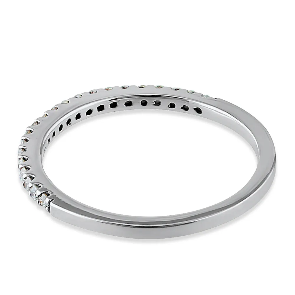 Solid 14k White Gold 1.5mm Half Eternity Diamond Band Ring