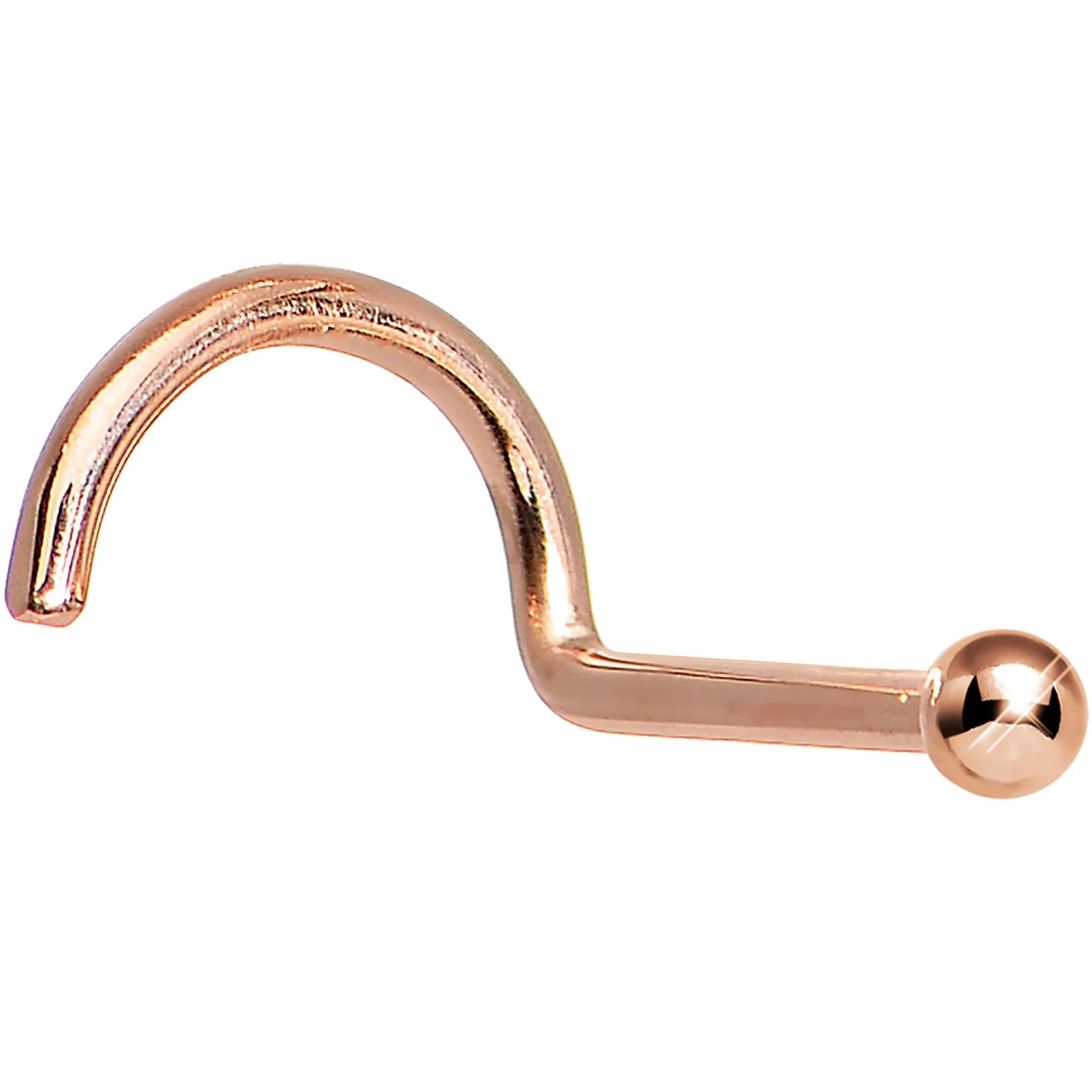 Solid 14KT Rose Gold 1.5mm Ball Nose Ring