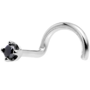 Solid 14KT White Gold 1.5mm Genuine Black Diamond Nose Ring