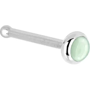 Solid 14KT White Gold 2mm Aventurine Quartz Nose Ring