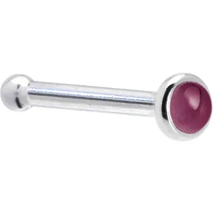 Solid 14KT White Gold 2mm Genuine Raspberry Rhodolite Garnet Nose Ring