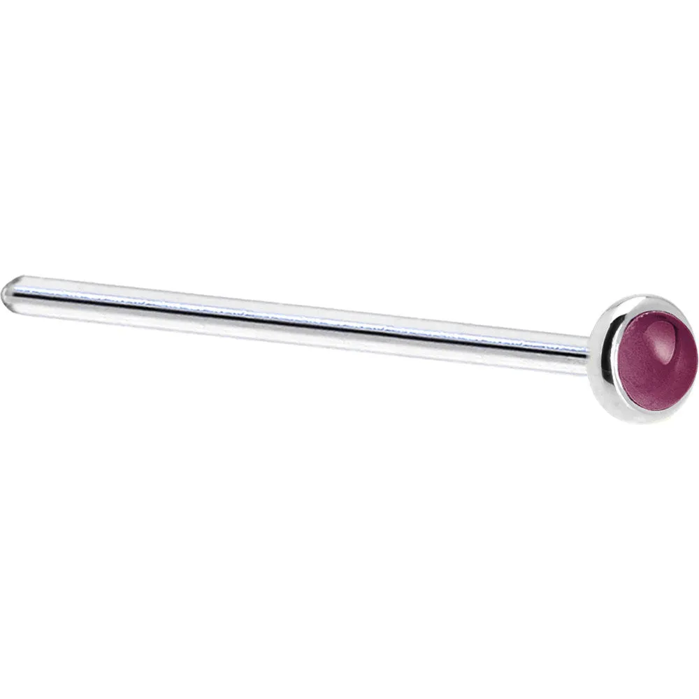 Solid 14KT White Gold 2mm Genuine Raspberry Rhodolite Garnet Nose Ring