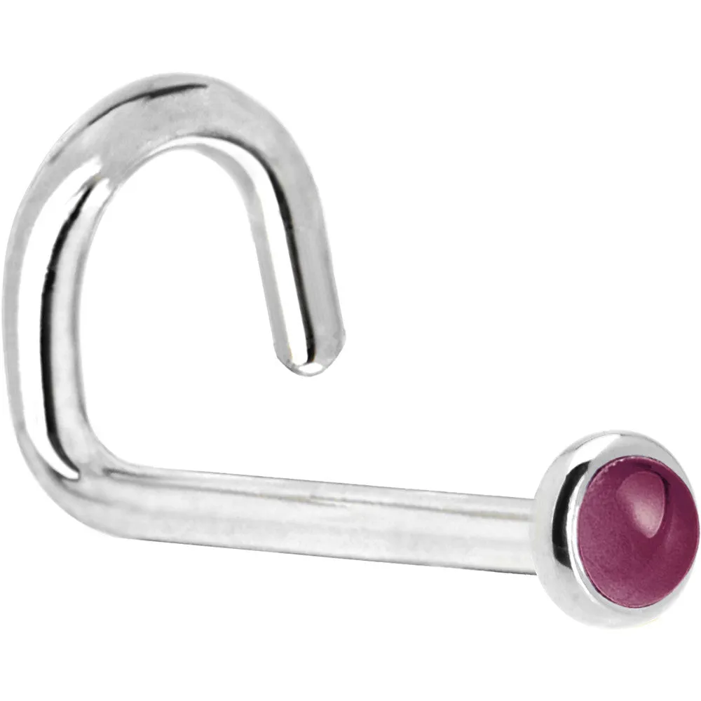Solid 14KT White Gold 2mm Genuine Raspberry Rhodolite Garnet Nose Ring