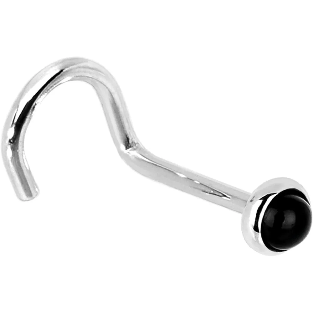 Solid 14KT White Gold 2mm Onyx Nose Ring