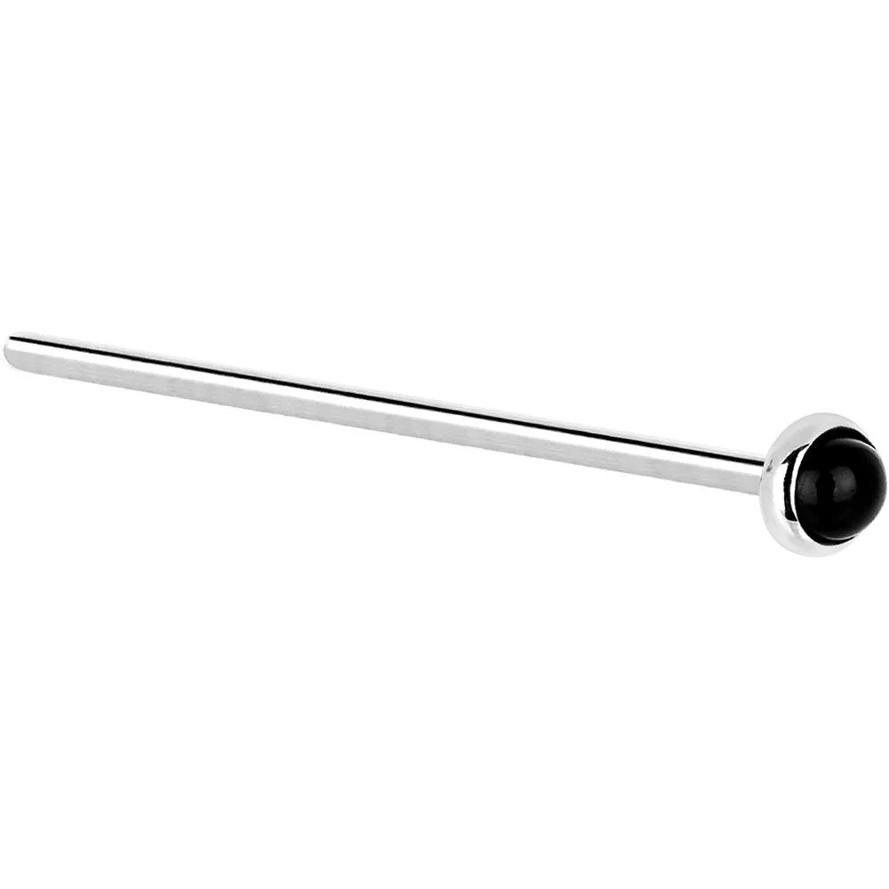 Solid 14KT White Gold 2mm Onyx Nose Ring